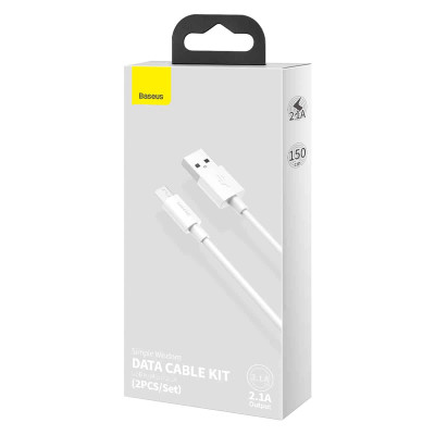 Купить Кабель Micro 2.1A (1.5m) Baseus (TZCAMZJ) Simple Wisdom (2PCS/Set） &mdash; TZCAMZJ-02 White Ц-000073411 - KMT5