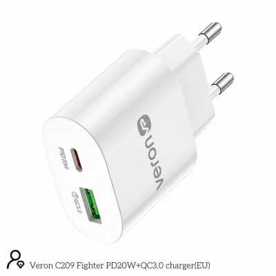 Купить Home Charger | 20W | PD | QC3.0 &mdash; Veron C209 Ц-000083700 - KMT5