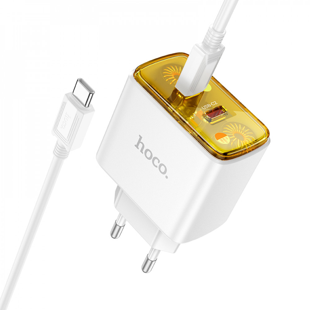 Home Charger | 45W | 2PD | C to C Cable (1m) — Hoco CS43A  — White