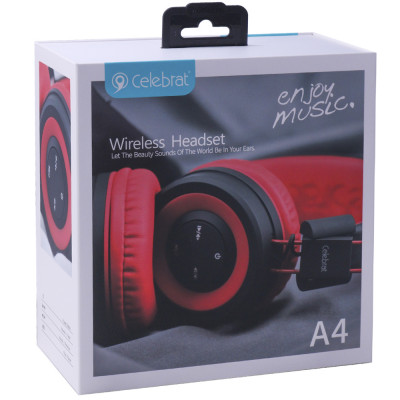 Купить Навушники Bluetooth Celebrat A4 &mdash; Red Ц-000058179 - KMT5