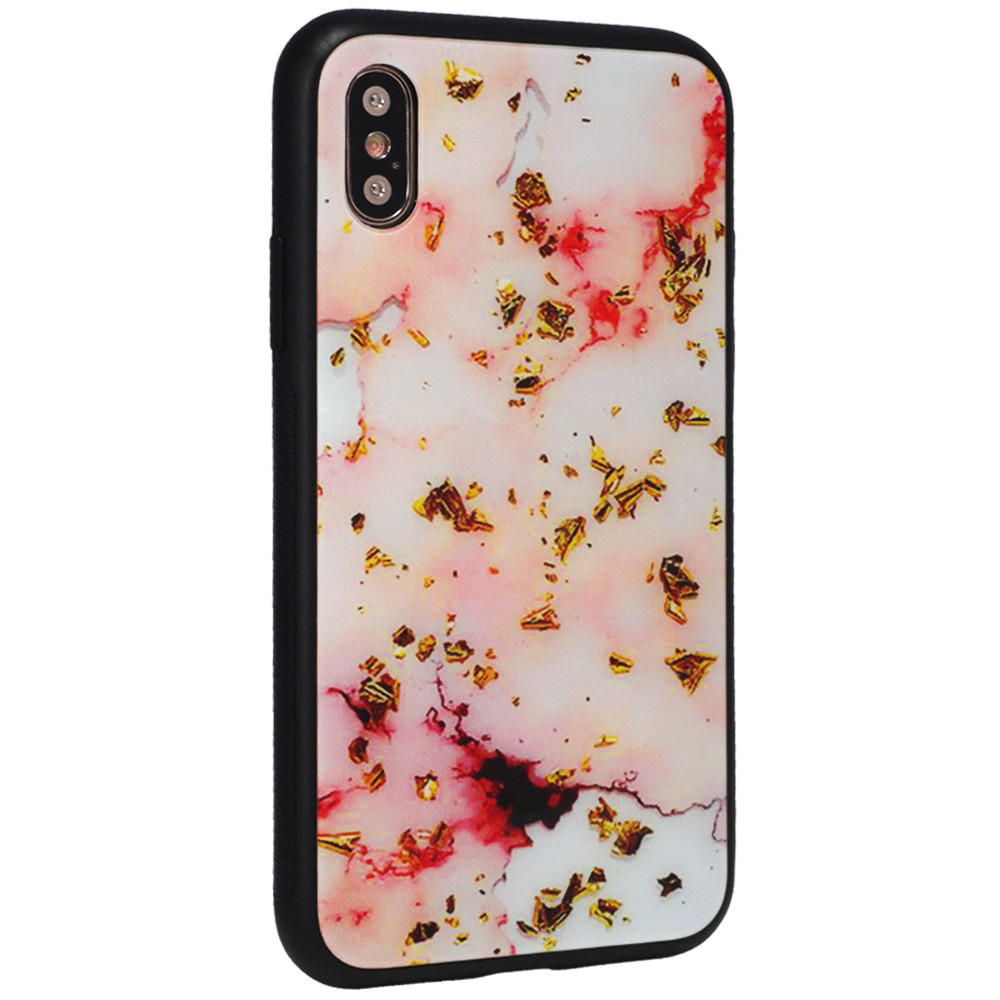 Glass with print TPU Case iPhone Xs MAX — Pink Mramor