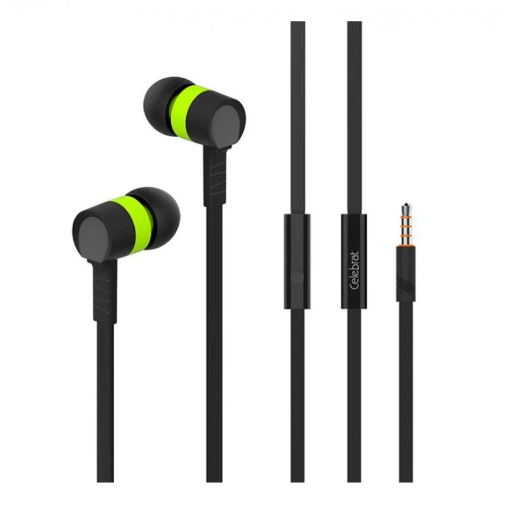 Навушники з мікрофоном 3.5mm —  Celebrat D2 — Green