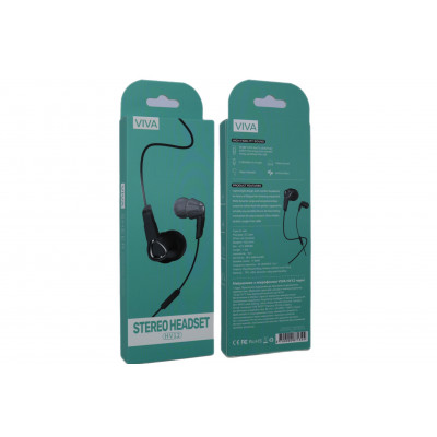 Купить Навушники з мікрофоном 3.5mm  Viva HV12 &mdash; Black Ц-000072502 - KMT5