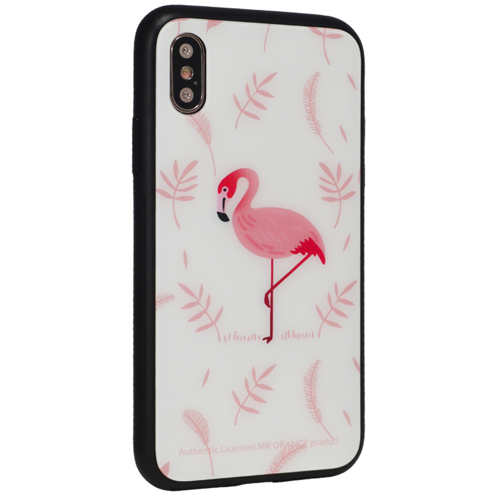 Glass with print TPU Case iPhone 7 — Pink Flamingo