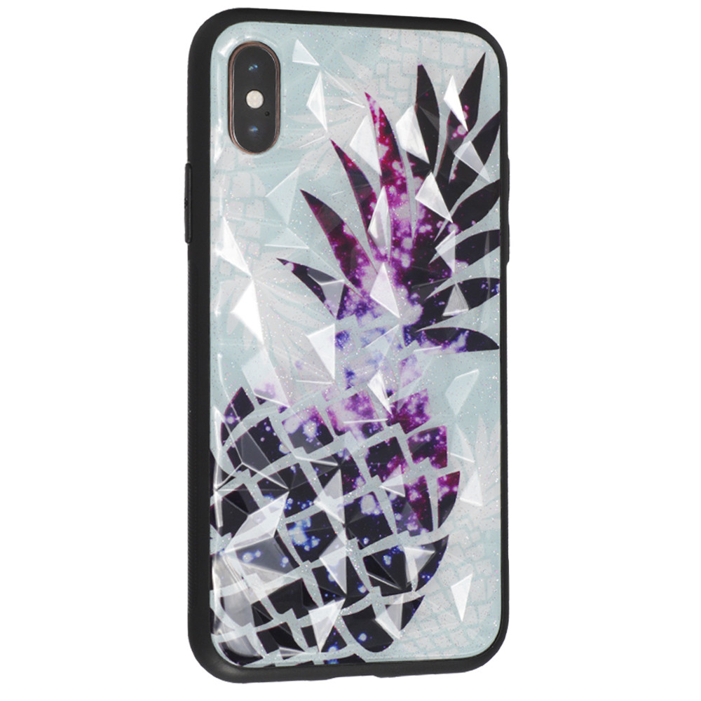 Romb Glass With Print TPU Case iPhone 7; iPhone 8 — Pineapple