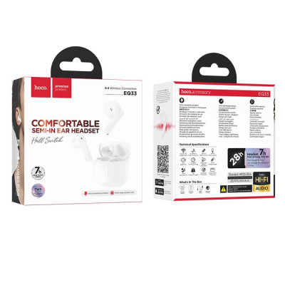 Купить Bluetooth гарнітура TWS Hoco EQ33 &mdash; White Ц-000082719 - KMT5