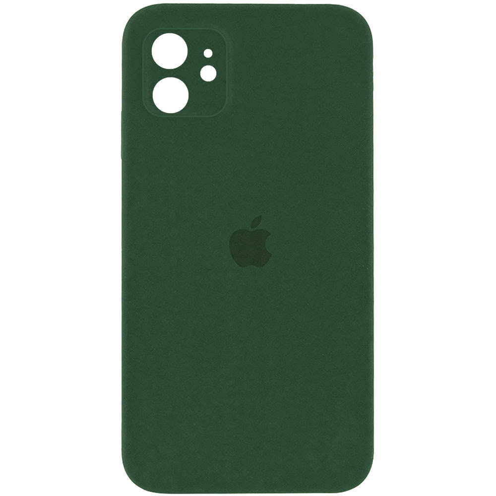 Original Silicone Case with protective camera iPhone 12 — Dark Green (48)