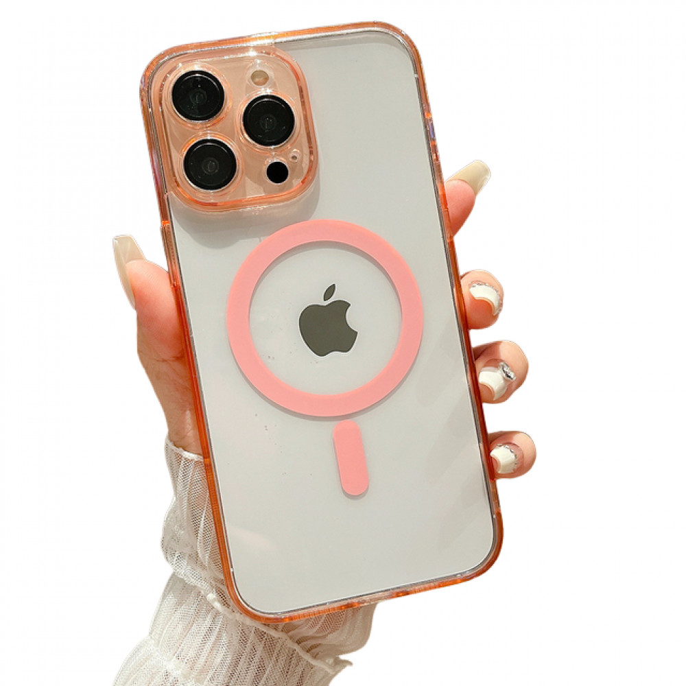 Clear Magnetic TPU+PC Case iPhone 15 Pro — Pink