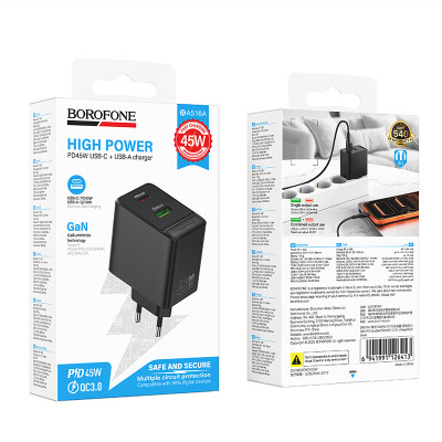 Купить Home Charger 45W PD QC3.0 Borofone BAS16A Ц-000083237 - KMT5