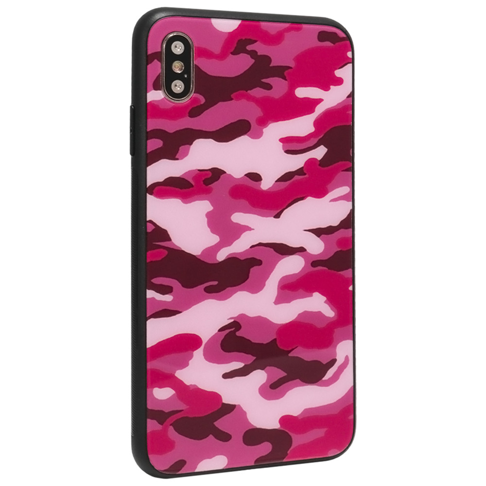 Glass with print TPU Case iPhone Xs MAX — Khaki Pink