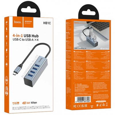 Купить USB HUB : USB C To 4 USB &mdash; Hoco HB1C Ц-000082703 - KMT5