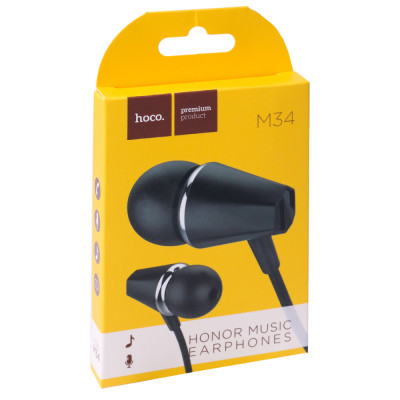 Купить Навушники з мікрофоном 3.5mm  Hoco M34 Honor Music &mdash; Black Ц-000056892 - KMT5