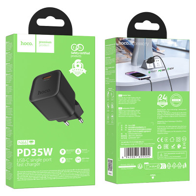 Купить Home Charger | 35W | PD &mdash; Hoco N66 &mdash; Black Ц-000081787 - KMT5