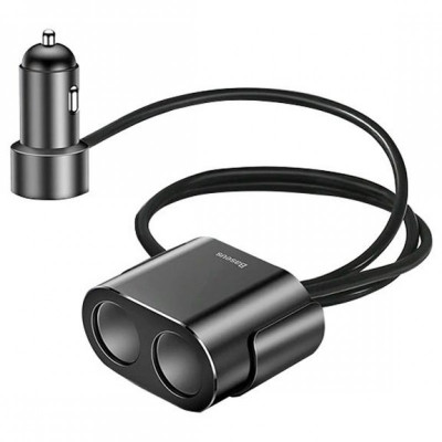 Car Charger Cigarette Lighter 1 to 2 Baseus (CRDYQ-01) High Efficiency Black