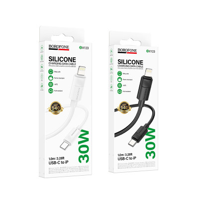 Купить Cable USB C to Lightning 30 W (1m) &mdash; Borofone BX123 &mdash; Black Ц-000083240 - KMT5