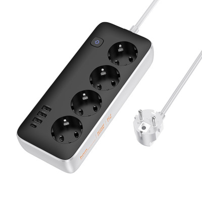 Фільтр живлення 2500W 3U | 4P | 1C 17W | 2m — Hoco AC21 — Black