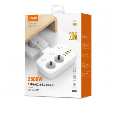 Купить Фільтр живлення 2U | 2P | 1C | 3.4A | 0.2m — Ldnio SE2435 Ц-000075827 - KMT5