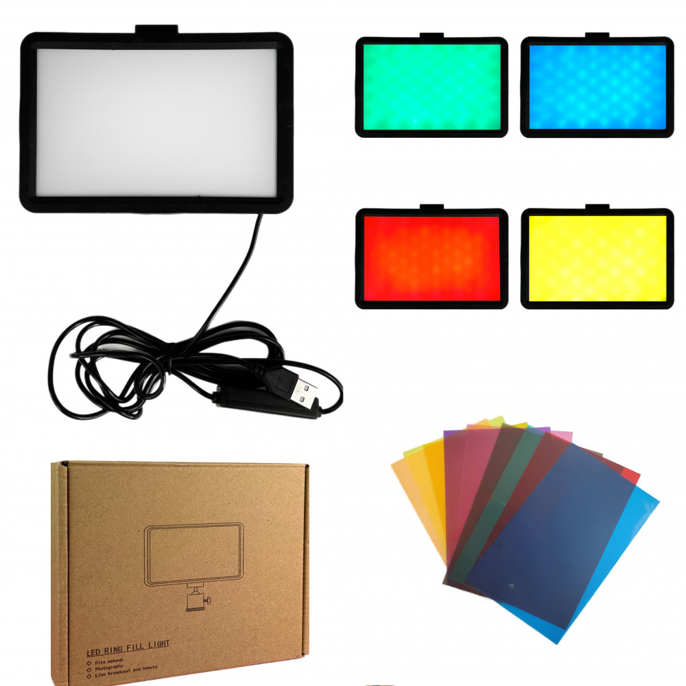 Лампа видеосвет LED 16 cm 6" 9 color filters 120 Lights USB 12W 2V