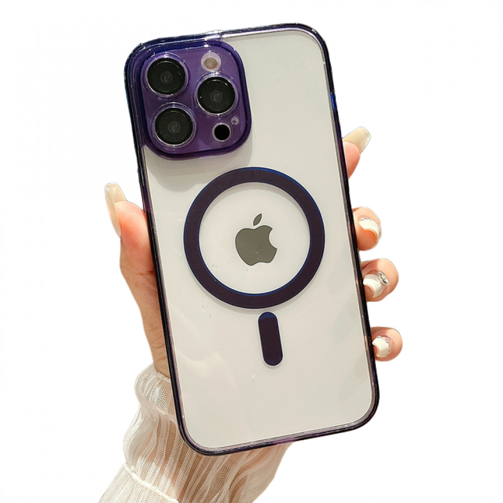 Clear Magnetic TPU+PC Case iPhone 15 — Deep Purple