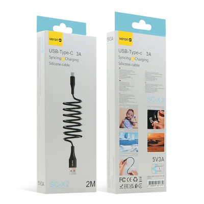 Купить Кабель USB C 3A (2m) Veron X2 Silicone Ц-000081069 - KMT5