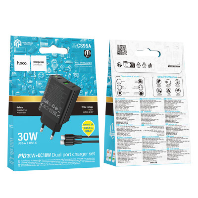 Купить Home Charger 30W PD QC3.0 C to C Cable (1m) Hoco CS95A Ц-000082706 - KMT5