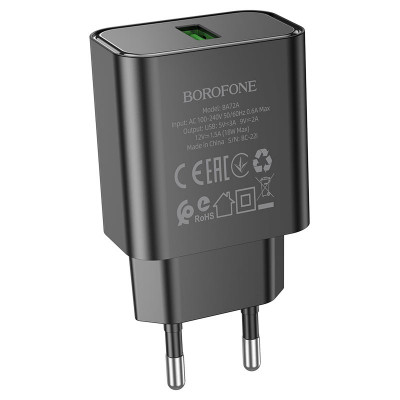 Home Charger | 18W | QC3.0 &mdash; Borofone BA72A &mdash; Black