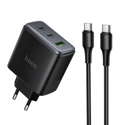 Home Charger | 65W | GaN | 2PD | 1U C to C Cable (1m) &mdash; Hoco C160A