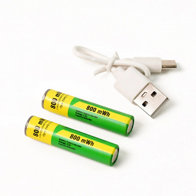 Аккумуляторные батарейки с Type-C разьемом Lithium-ion 800mAh   AAA-7 (2шт)