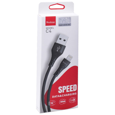 Купить Кабель Lightning 2.1A (1m) Yoobao C4 &mdash; White Ц-000068676 - KMT5