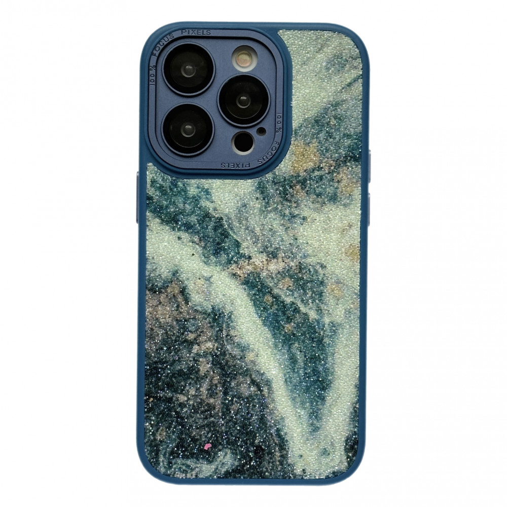 Glitter Marble Case iPhone 14 — Blue