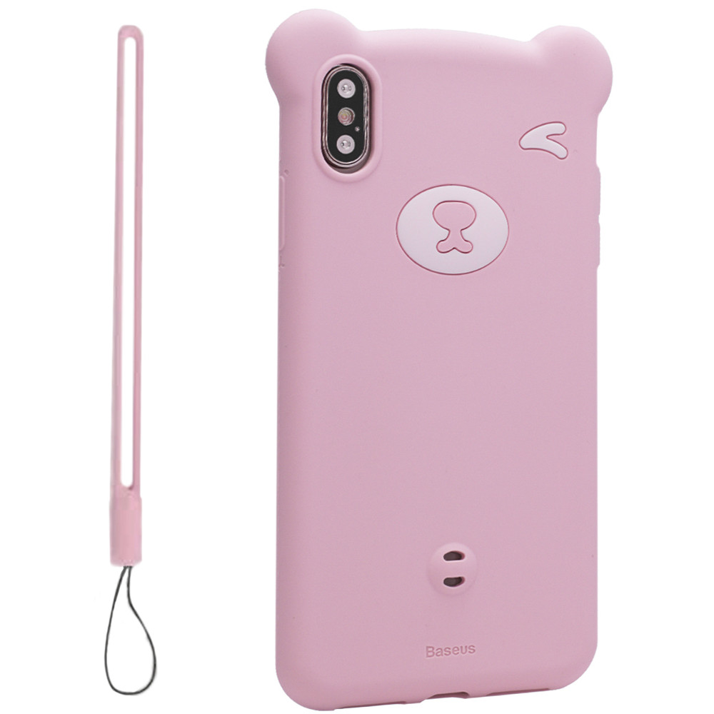 Baseus Bear Silicone Case iPhone X ; XS — Pink