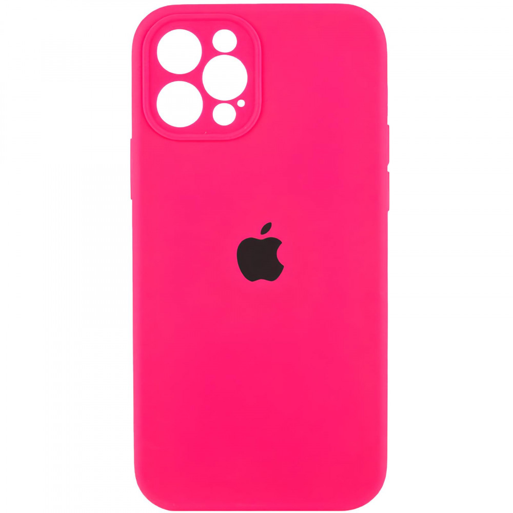 Original Silicone Case with protective camera iPhone 15 — Neon Pink (47)