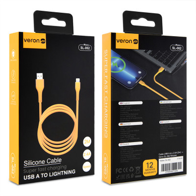 Купить Кабель USB C 3A (2m) Veron SC062 Silicon Yellow Ц-000078470 - KMT5