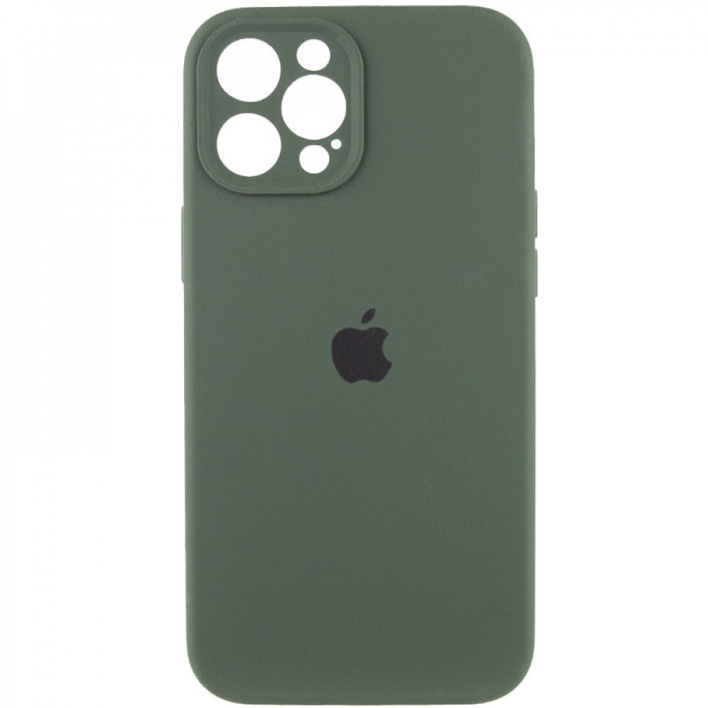 Original Silicone Case with protective camera iPhone 12 Pro — Dark Green (48)