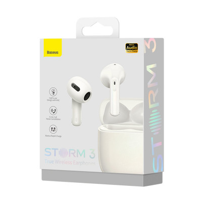 Купить Bluetooth гарнітура TWS Baseus (NGTW1401) Storm 3 &mdash; NGTW140102 White Ц-000073949 - KMT5