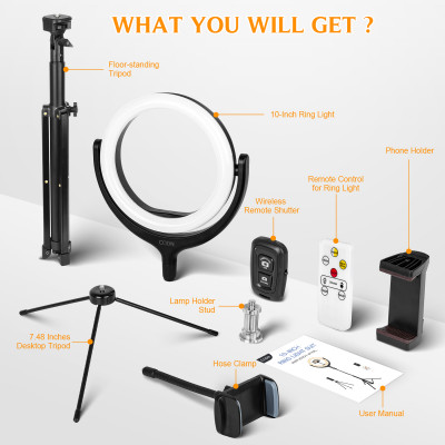 Купить Лампа кольцевая комплект LED CODN-539B 10 inch+1.45cm tripod stand Ц-000075445 - KMT5