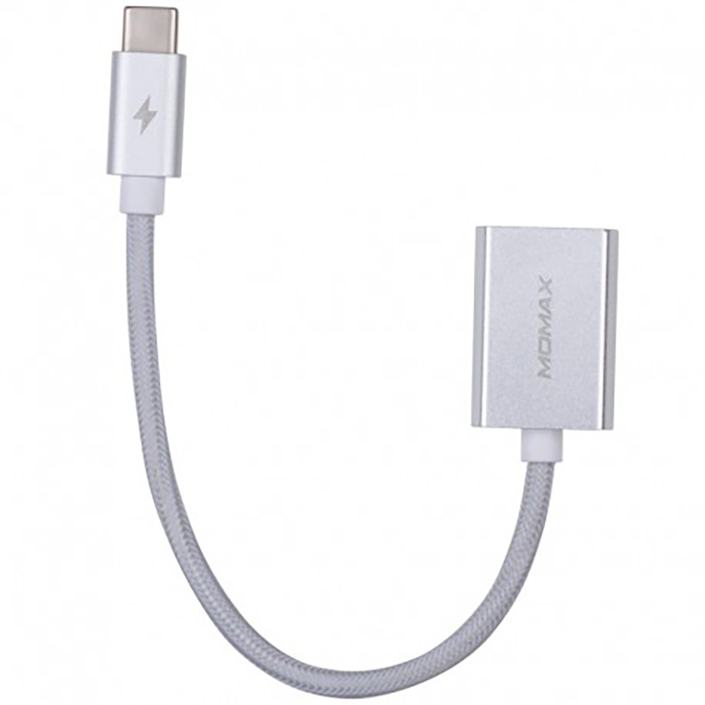 Кабель USB C 2.4A (0.18m) — Momax DTAF1 — Silver
