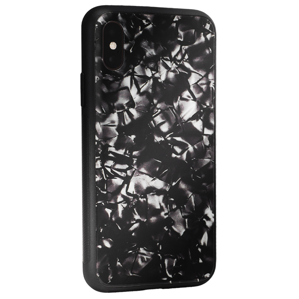 Glass with print TPU Case iPhone Xs — Black Mramor