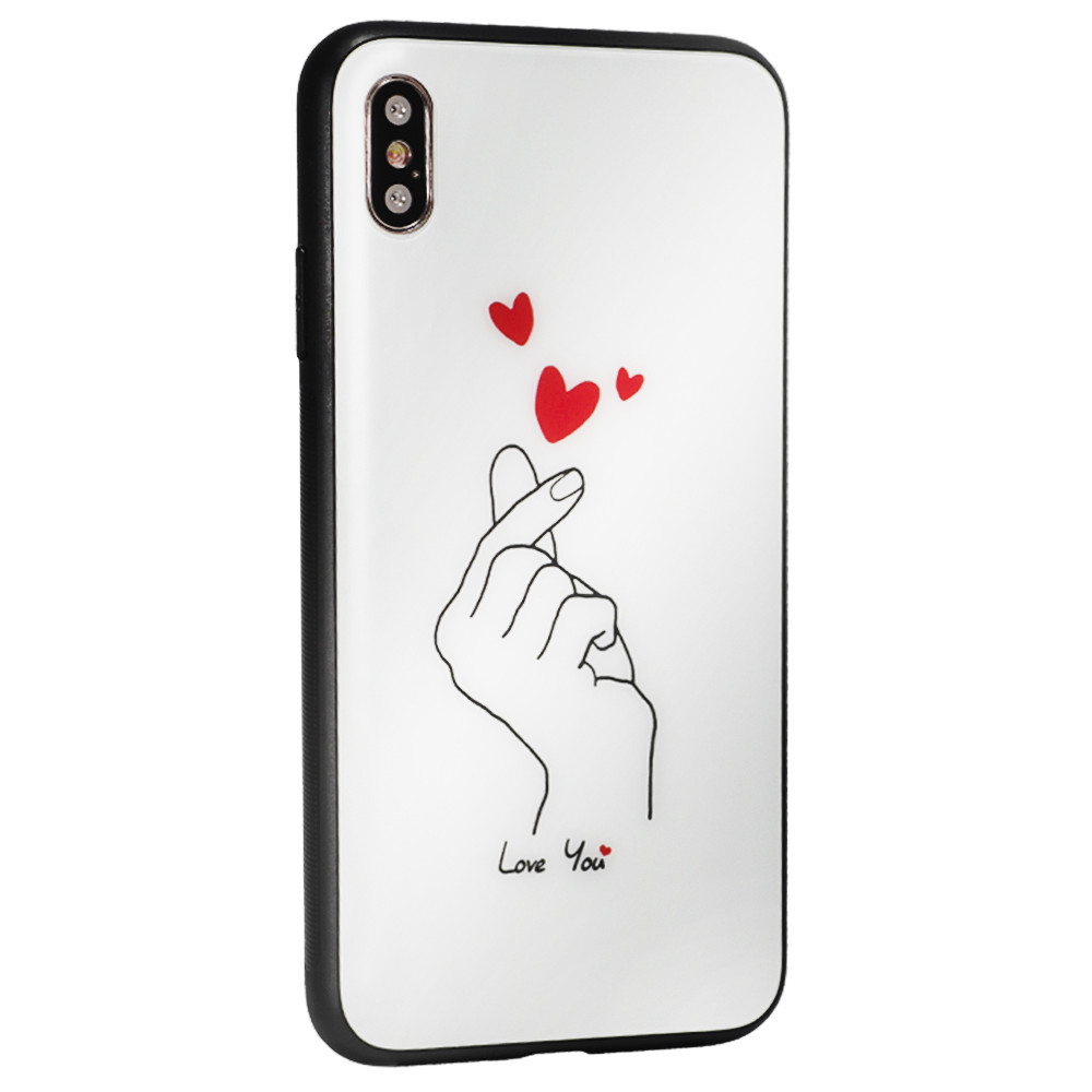 Glass with print TPU Case Samsung M20 2019(M205F) — Love you / Heart