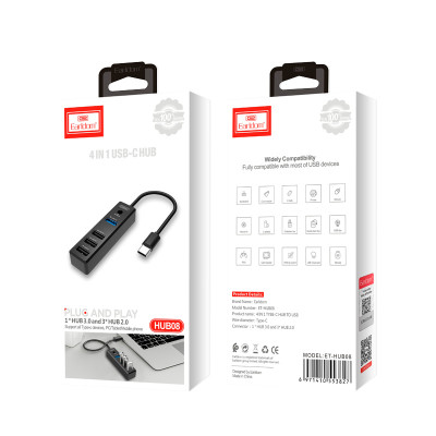 Купить USB Type-C хаб Earldom ET-HUB08 4USB Black Ц-000070377 - KMT5