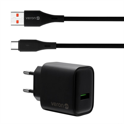 Home Charger | 18W | 1U | USB C Cable (1m) &mdash; Veron VR-C15Q