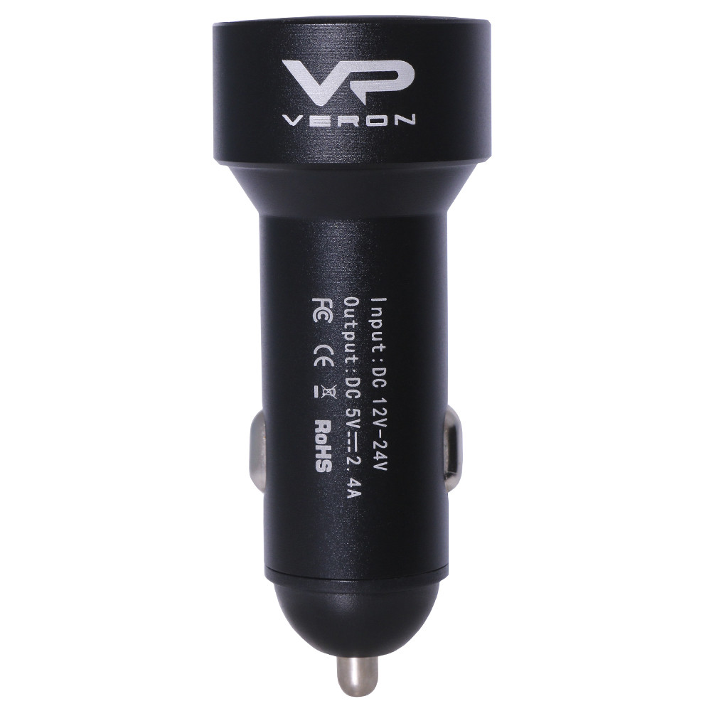 Car Charger | 2.4A | 2U — Veron C-604A with LCD Long