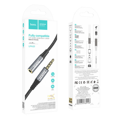 Купить Cable Aux (Male to Female) (1m) Hoco UPA20 &mdash; Metal Gray Ц-000078118 - KMT5