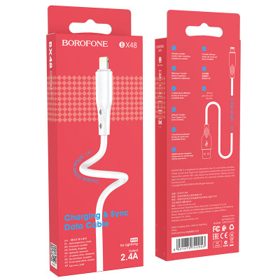 Купить Кабель Lightning 2.4A (1m) Borofone BX48 &mdash; Black Ц-000072709 - KMT5