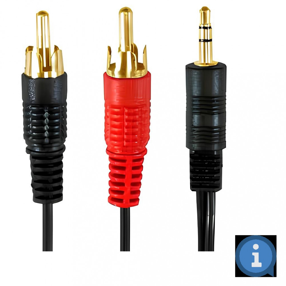 Cable Aux to 2 RCA (1m) KY-180 Nylon Black