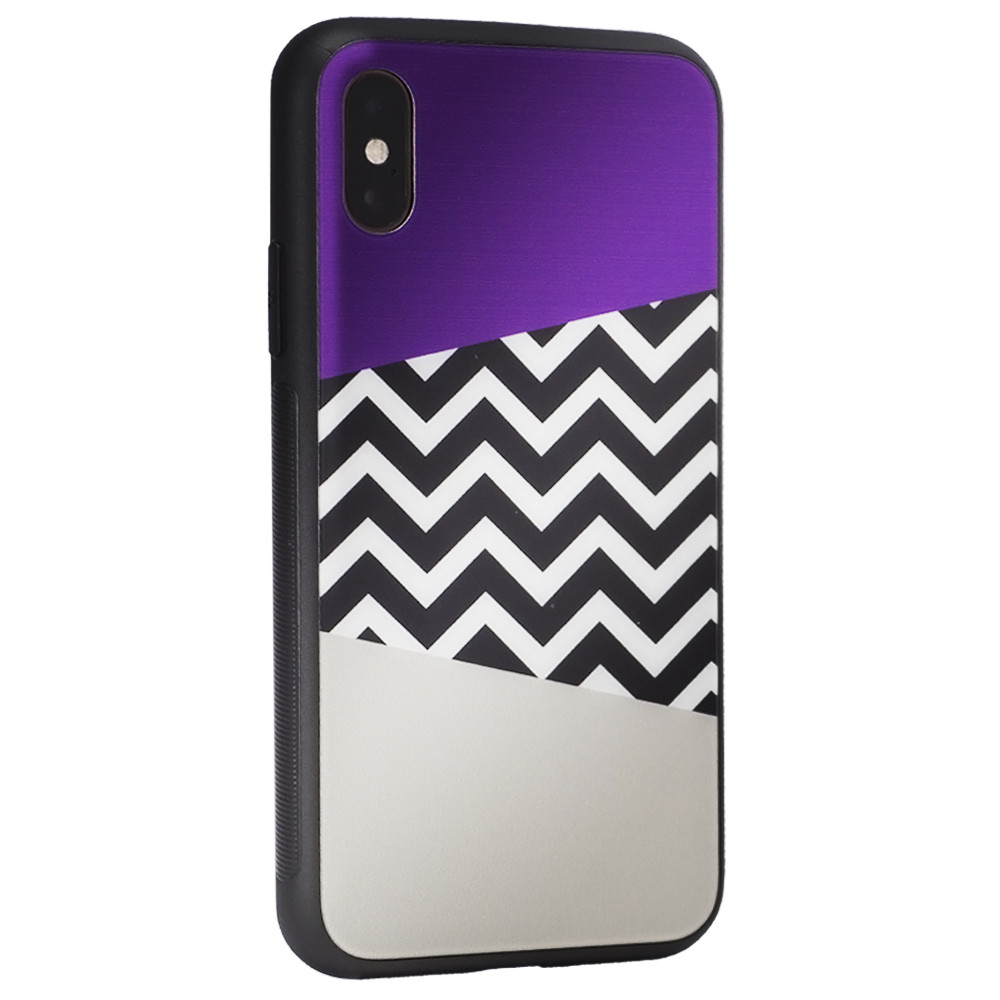 Glass with print TPU Case — iPhone Xs — Purple Gray