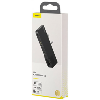 Купить HUB USB C Baseus(CAHUB-FG01) Multifunctional HUB for Surface Go(Type-C+Audio to RJ45+USB3.0+Type-C(data)+Audio) &mdash; CAHUB-FG01 Black Ц-000072111 - KMT5