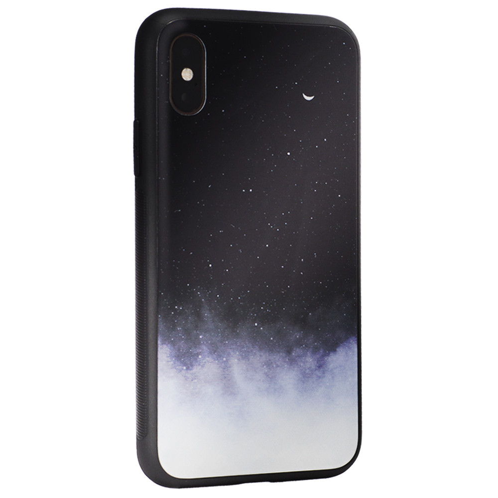 Glass with print TPU Case — iPhone Xs — Space