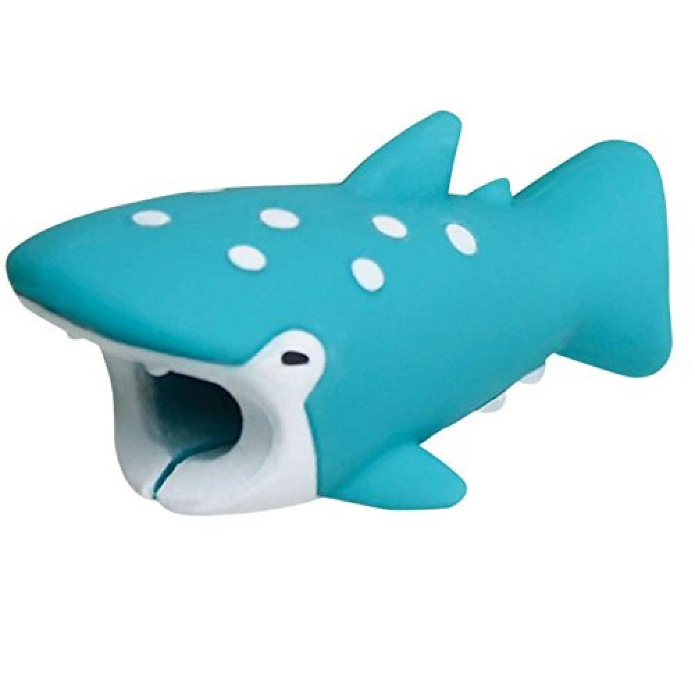 Cute Animal Bite Cable Protector  — Blue Dotted Shark