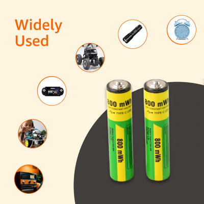 Купить Аккумуляторные батарейки с Type-C разьемом Lithium-ion 800mAh   AAA-7 (2шт) Ц-000081508 - KMT5
